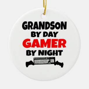 Grandson by Day Gamer by Night Ceramic Ornament