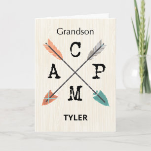 Grandson Camp Personalize Name Arrows Card