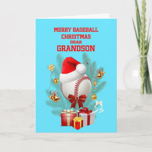 Grandson Christmas Baseball Holiday Card
