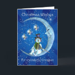 grandson christmas card with snowman<br><div class="desc">grandson christmas card with snowman</div>
