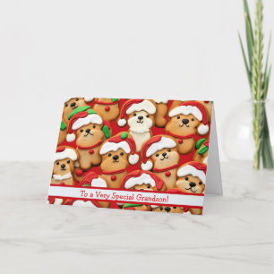 Grandson Christmas Cute and Fun Gingerbread Dog  Card
