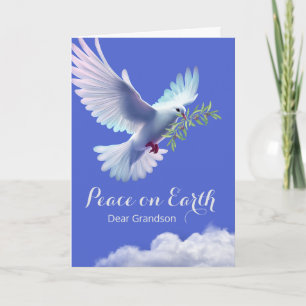 Grandson Christmas Peace Dove Olive Branch Card