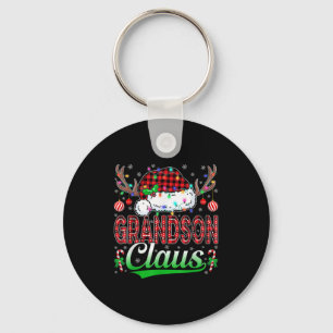 Grandson Claus Christmas Lights Matching Family Xm Keychain