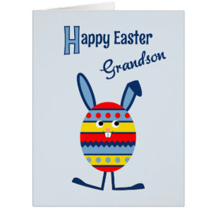 Grandson Easter egg bunny blue