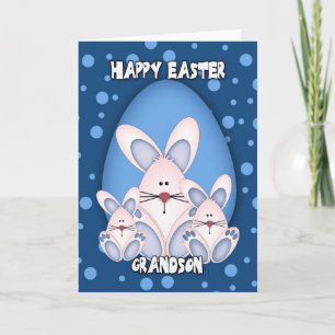 Grandson Easter Greeting Card With Cute Rabbits
