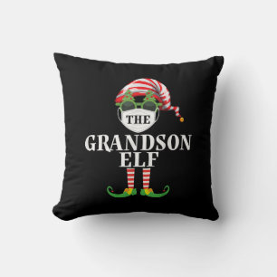 Grandson Elf Matching Christmas Throw Pillow