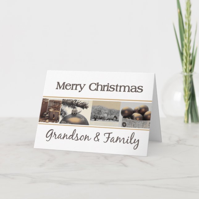 Grandson et sa famille Joyeuse carte de Noël (Devant)