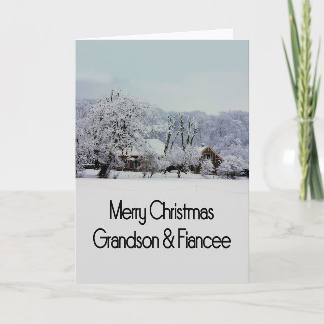 Grandson et sa Fiancée Joyeuse carte de Noël (Devant)