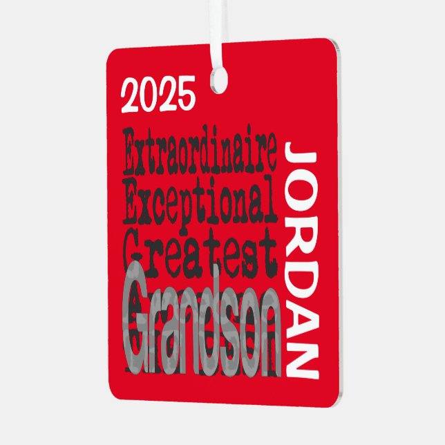 Grandson Extraordinaire CUSTOM Metal Ornament (Front Left)