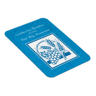 Grandson First Communion Blue, Wheat, Grapes Magnet