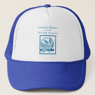 Grandson First Communion Blue, Wheat, Grapes Trucker Hat