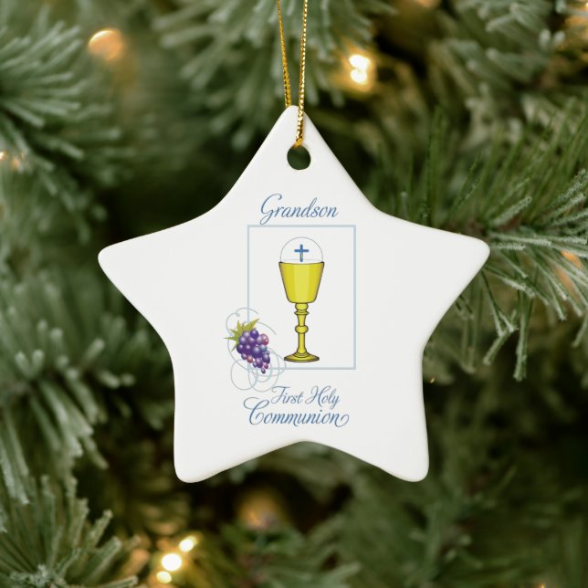 Grandson First Communion, Chalice with Host Ceramic Ornament (Tree)