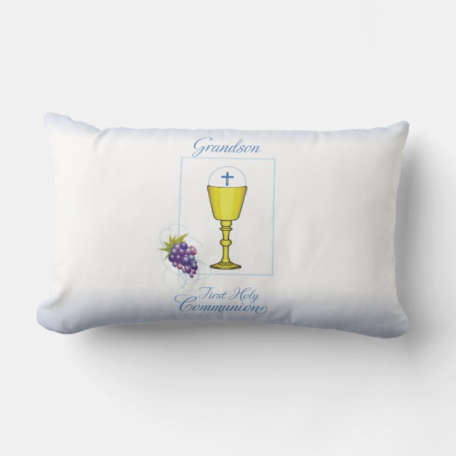 Grandson First Communion, Chalice with Host Lumbar Pillow (Front)