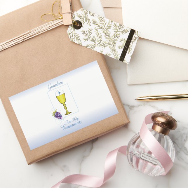 Grandson First Communion, Chalice with Host Sticker (Gifting)