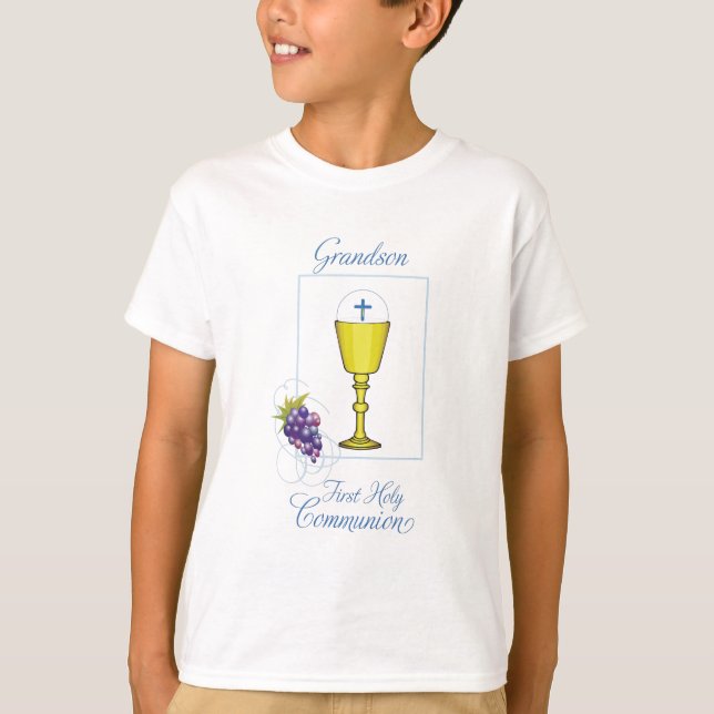 Grandson First Communion, Chalice with Host T-Shirt (Front)