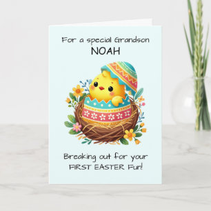 Grandson First Easter Chick Breaking Out of Shell  Card