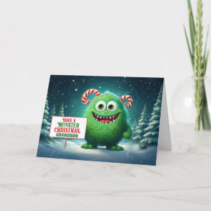 Grandson Funny Monster Christmas Children's Holiday Card