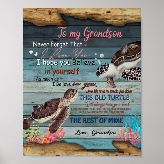 Grandson Gift | Letter To My Grandson From Grandpa Poster (Front)