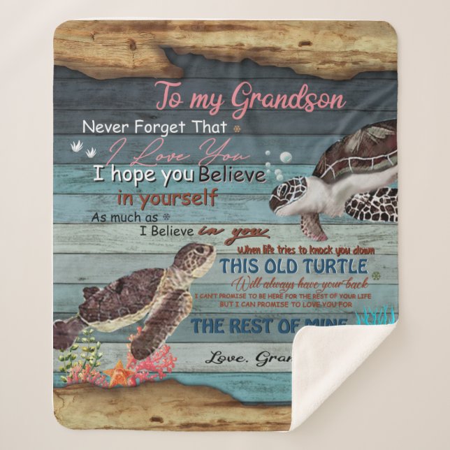 Grandson Gift | Letter To My Grandson From Grandpa Sherpa Blanket (Front)