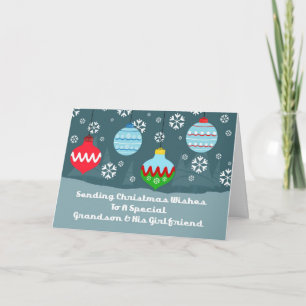 Grandson Girlfriend Vintage Ornaments Christmas Holiday Card