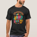 Grandson- Grandchild- Birthday- Personalized T-Shirt<br><div class="desc">Happy birthday, grandson! Celebrate the light and laughter your grandson brings into your life with this heartfelt design! Featuring the warm and loving phrase Grandson Happy Birthday, this design radiates affection and pride. It’s a wonderful way to make your grandson’s birthday extra special. Show your grandson just how much he...</div>