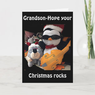 GRANDSON-H0PE Y0UR CHRITMAS "R0CKS"-YOU ROCK HOLIDAY CARD