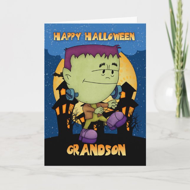 grandson halloween card with frankie stomping (Front)