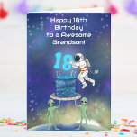 Grandson Happy 18th Birthday Astronaut with Cool  Card<br><div class="desc">Celebrate adulthood with a bold and imaginative 18th birthday card for a grandson,  showcasing a space-inspired scene with a floating astronaut and galaxy cake. Perfect for this major milestone,  this modern design blends fun and meaning,  making eighteen feel truly special and unforgettable.</div>