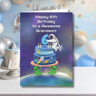 Grandson Happy 6th Birthday Astronaut with Cool  Card