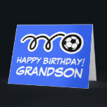 Grandson Happy Birthday soccer sport greeting card<br><div class="desc">Grandson Happy Birthday soccer sport greeting card.
Cute kids card with sporty design for boy or girl.
Personalize with custom name and background colour.
Cheerful card for son,  grandchild,  grandchildren,  daughter,  granddaughter,  children etc.
Also available as big oversized cards.</div>