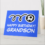 Grandson Happy Birthday soccer sport greeting card<br><div class="desc">Grandson Happy Birthday soccer sport greeting card.
Cute kids card with sporty design for boy or girl.
Personalize with custom name and background colour.
Cheerful card for son,  grandchild,  grandchildren,  daughter,  granddaughter,  children etc.
Also available as big oversized cards.</div>