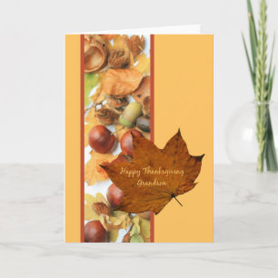 Grandson happy thanksgiving maple leaf ard holiday card