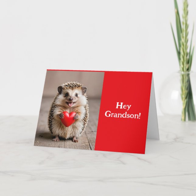 GRANDSON HEDGEHOG VALENTINE CARTE (Devant)