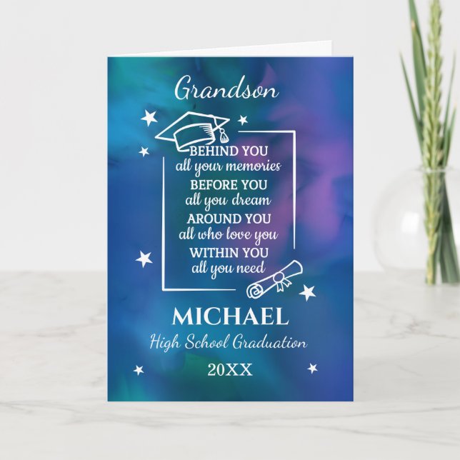 Grandson High School Graduation Custom Name Year  Card (Front)