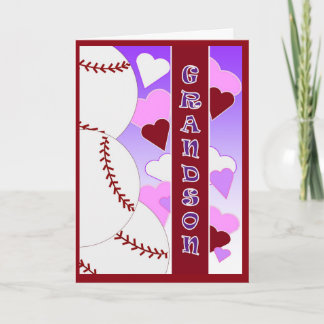 Grandson - I Love You More Than U Love Baseball Holiday Card