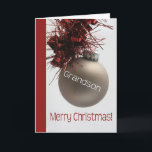 Grandson  Merry Christmas card<br><div class="desc">'Tis the season to party and celebrate: Merry Christmas! Surprise your nearest and dearest, your friends, co-workers, neighbours or even your boss with a special card. Many different designs available: from a modern collage photography card, mixing ornaments and winter landscapes, a classic vintage christmas theme or a more modern holiday...</div>