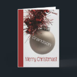 Grandson  Merry Christmas card<br><div class="desc">'Tis the season to party and celebrate: Merry Christmas! Surprise your nearest and dearest, your friends, co-workers, neighbours or even your boss with a special card. Many different designs available: from a modern collage photography card, mixing ornaments and winter landscapes, a classic vintage christmas theme or a more modern holiday...</div>