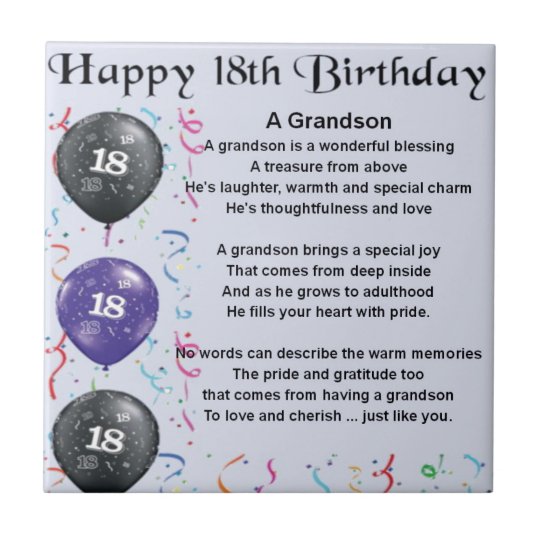 Ongekend Grandson Poem - 18th Birthday Tile | Zazzle.ca QX-04