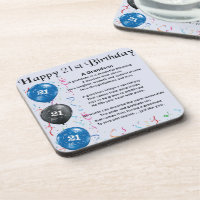 Grandson Poem 21st Birthday Coaster Zazzle