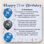 Grandson Poem  -  21st Birthday Coaster<br><div class="desc">A great gift for a grandson on his 21st birthday</div>