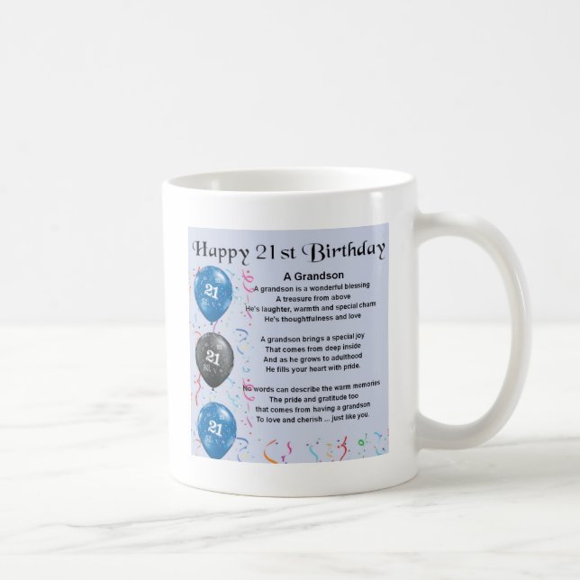 Grandson Poem  -  21st Birthday Coffee Mug (Right)