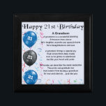 Grandson Poem  -  21st Birthday Gift Box<br><div class="desc">A great gift for a grandson on his 21st birthday</div>