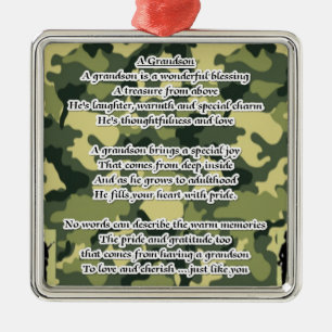 Grandson Poem Army Camouflage Metal Ornament