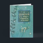 Grandson Religious 17th Birthday Green Hand Drawn Card<br><div class="desc">Soon enough your wonderful grandson will be turning 17 years old. Before that day arrives you should be ready with this card to give him on that special day. Remind him that he is a blessings as you give him this.</div>