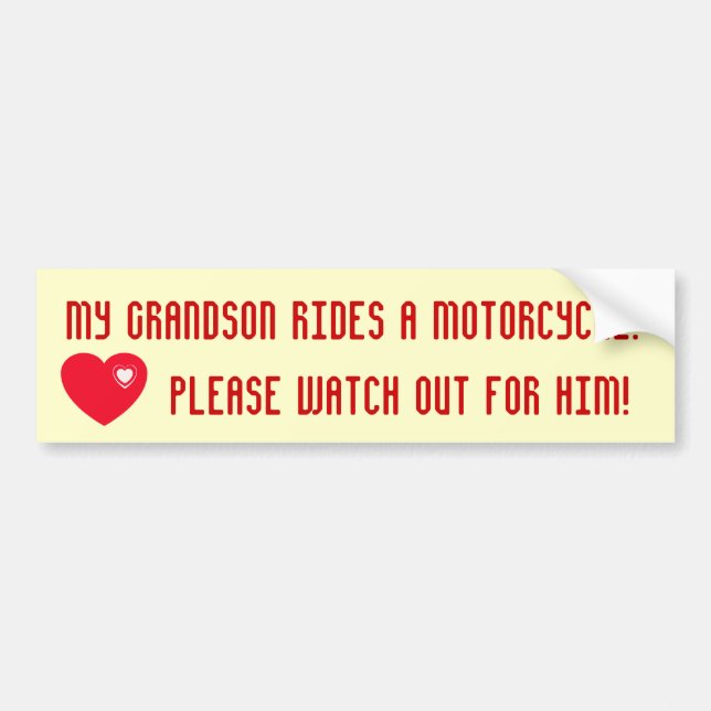Grandson Rides A Motorcycle! Watch for Him Bumper Sticker (Front)