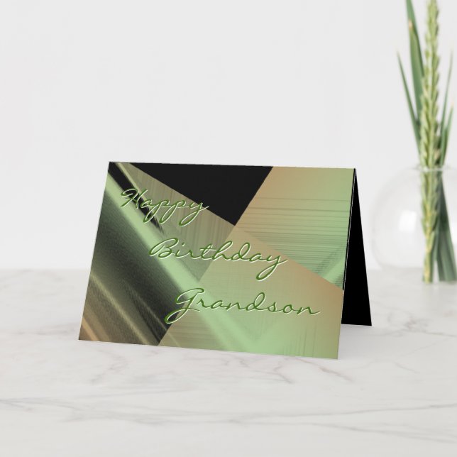 Grandson Sage-Blk, customize any occasion card (Front)