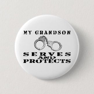 Grandson Serves Protects - Hat 2 Inch Round Button