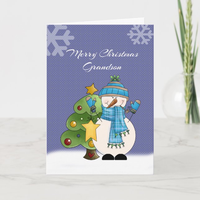 Grandson Snowman Christmas Card (Front)