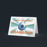 Grandson Soccer Birthday with Ball, Orange on Teal Card<br><div class="desc">Your Grandson loves soccer and he will love this Birthday card! A starburst coming from behind a big ball. Perfect for your words about celebration,  fun and a new year.</div>