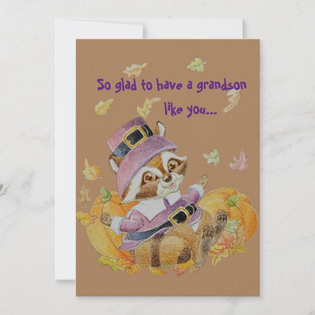 Grandson Thanksgiving Greetings Card (Front)